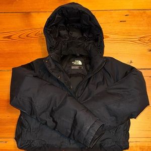North Face long black parka in size small